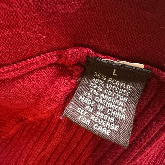 Women’s Open Front Cardigan; Red; Size Large - Picture 3 of 5